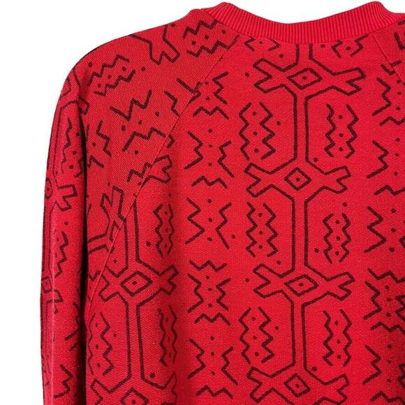 QW Avant Garde Womens Vintage All Over Graphic Print Crew Neck Sweatshirt Red M - Picture 13 of 16